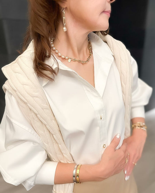 HALF PEARL SHIFT NECKLACE（ハーフパールシフト ピアス）